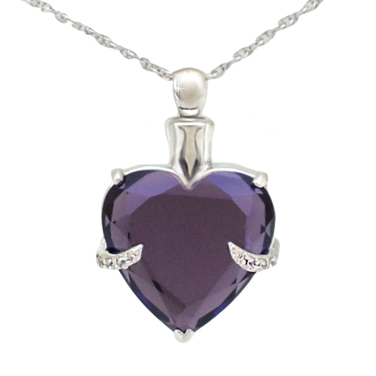 Purple Crystal Heart Steel Keepsake
